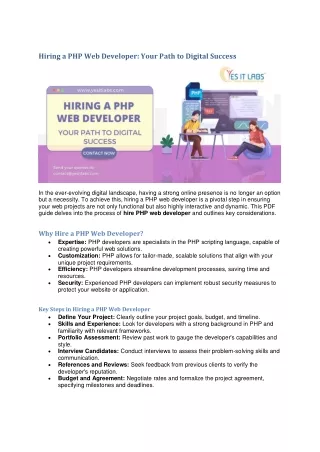 Hiring a PHP Web Developer
