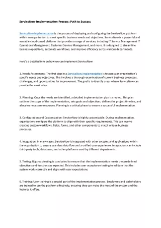 servicenow implementation process path to success
