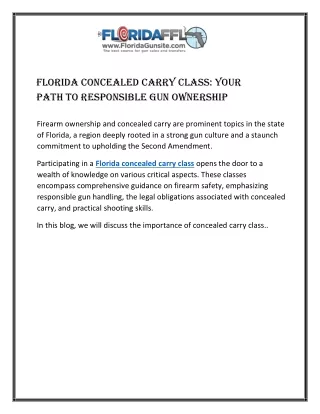 Florida Concealed Carry Class: Your Path to Responsible Gun Ownership