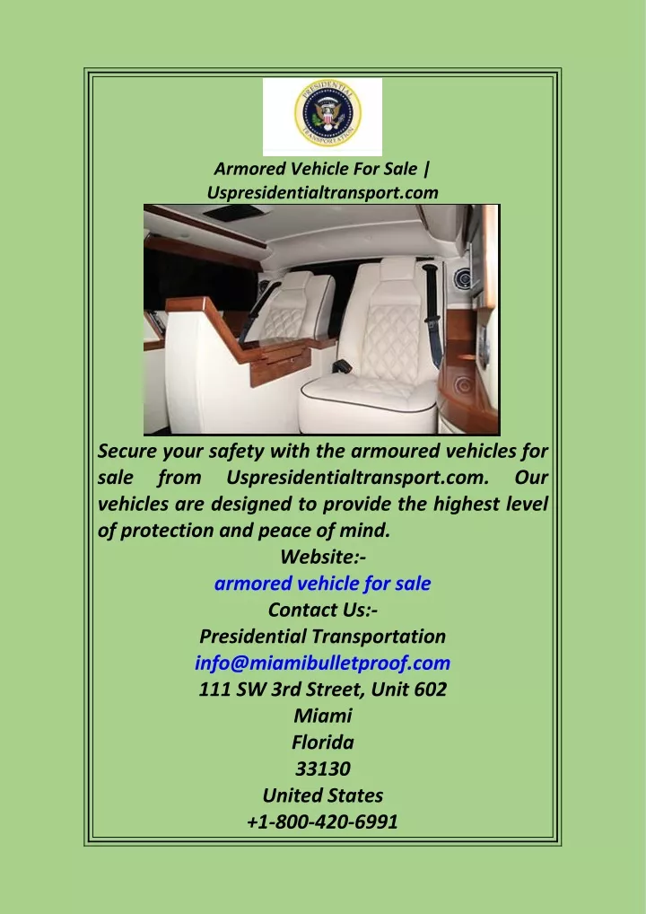 armored vehicle for sale uspresidentialtransport