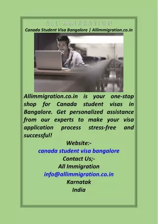 Canada Student Visa Bangalore  Allimmigration.co.in