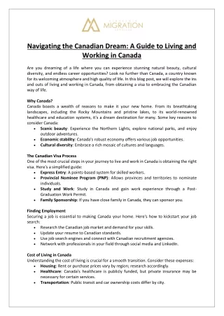 navigating the canadian dream a guide to living