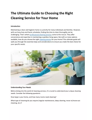 The Ultimate Guide to Choosing the Right Cleaning Service for Your Home