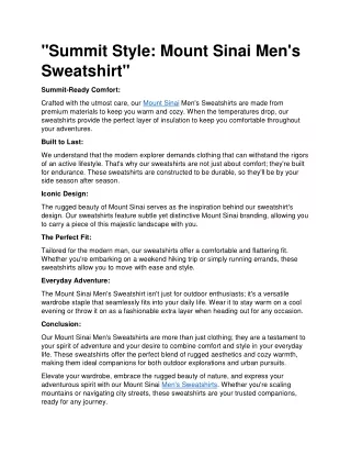"Summit Style: Mount Sinai Men's Sweatshirt"