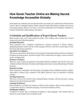 How Quran Teacher Online are Making Sacred Knowledge Accessible Globally