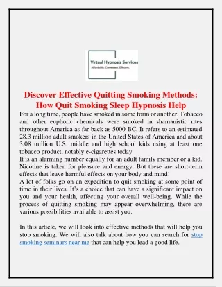 Discover Effective Quitting Smoking Methods How Quit Smoking Sleep Hypnosis Help