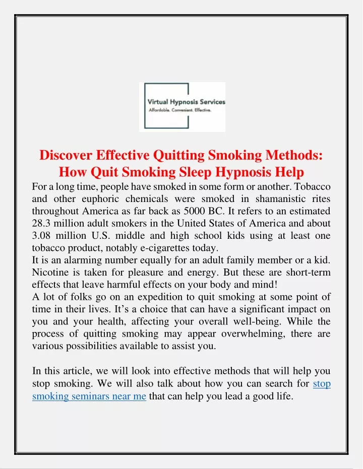 discover effective quitting smoking methods
