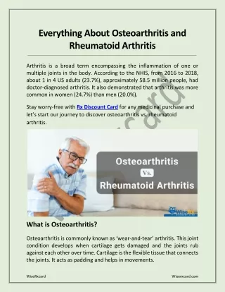 Everything About Osteoarthritis and Rheumatoid Arthritis