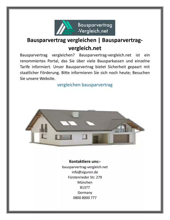 bausparvertrag vergleichen bausparvertrag