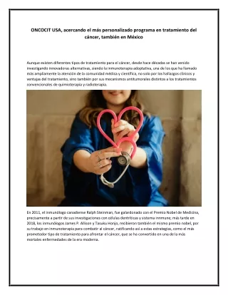 ONCOCIT USA, acercando el más personalizado programa en tratamiento del cáncer, también en México