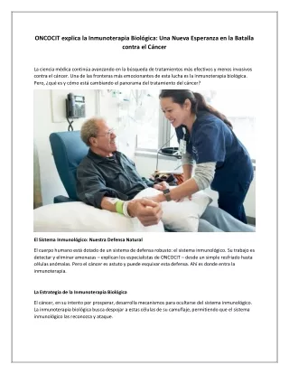 ONCOCIT explica la Inmunoterapia Biológica Una Nueva Esperanza en la Batalla contra el Cáncer (1)