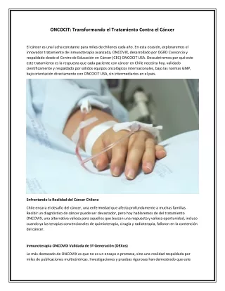 ONCOCIT - Transformando el Tratamiento Contra el Cáncer