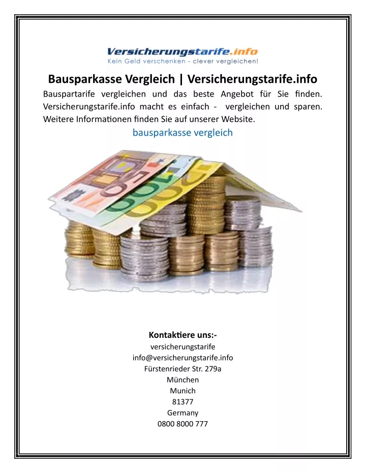 bausparkasse vergleich versicherungstarife info