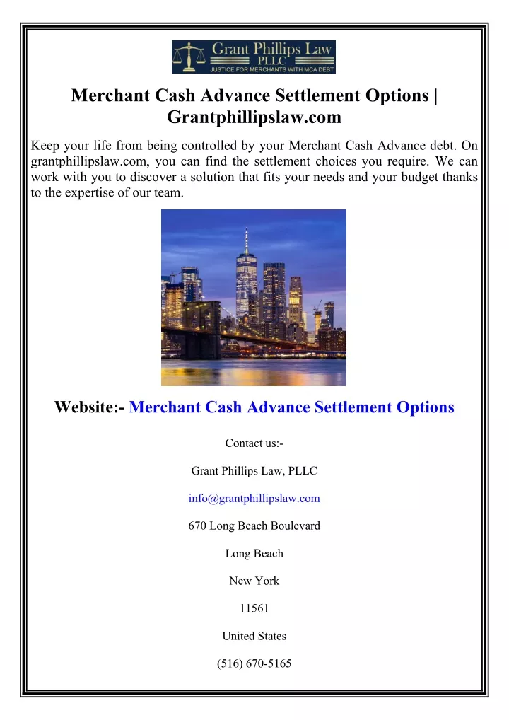 merchant cash advance settlement options