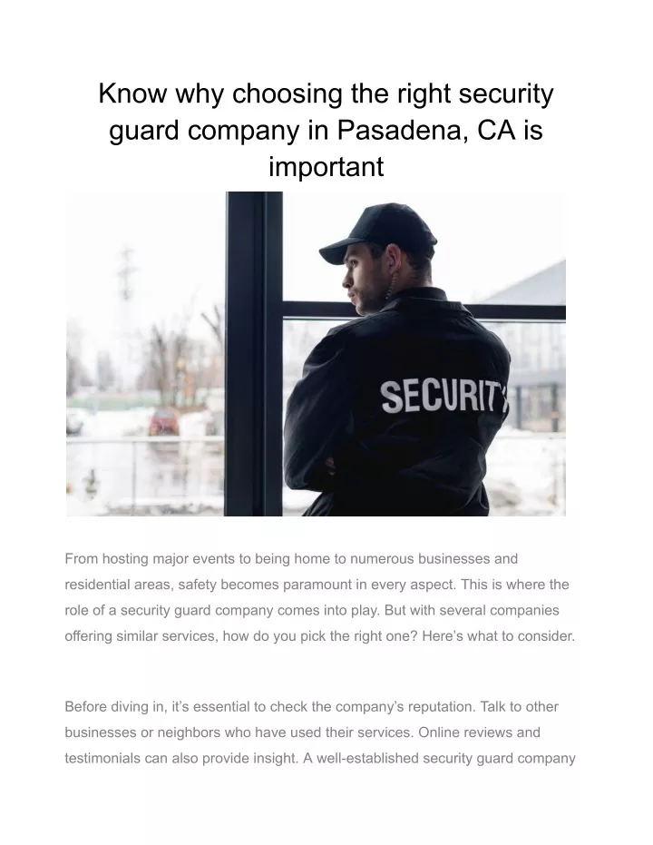 know why choosing the right security guard