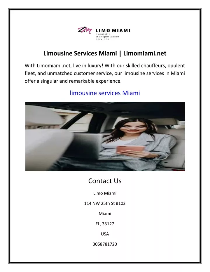 limousine services miami limomiami net