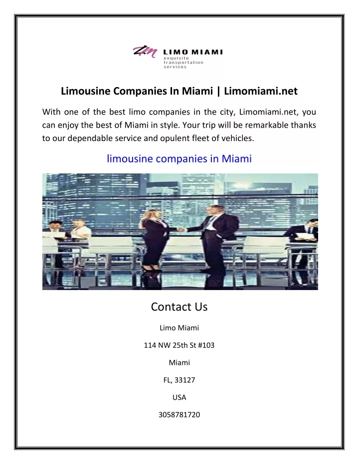 limousine companies in miami limomiami net