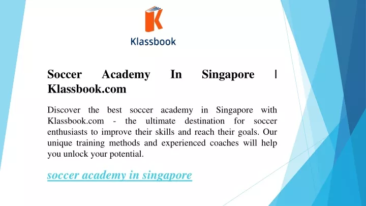 soccer academy in singapore klassbook