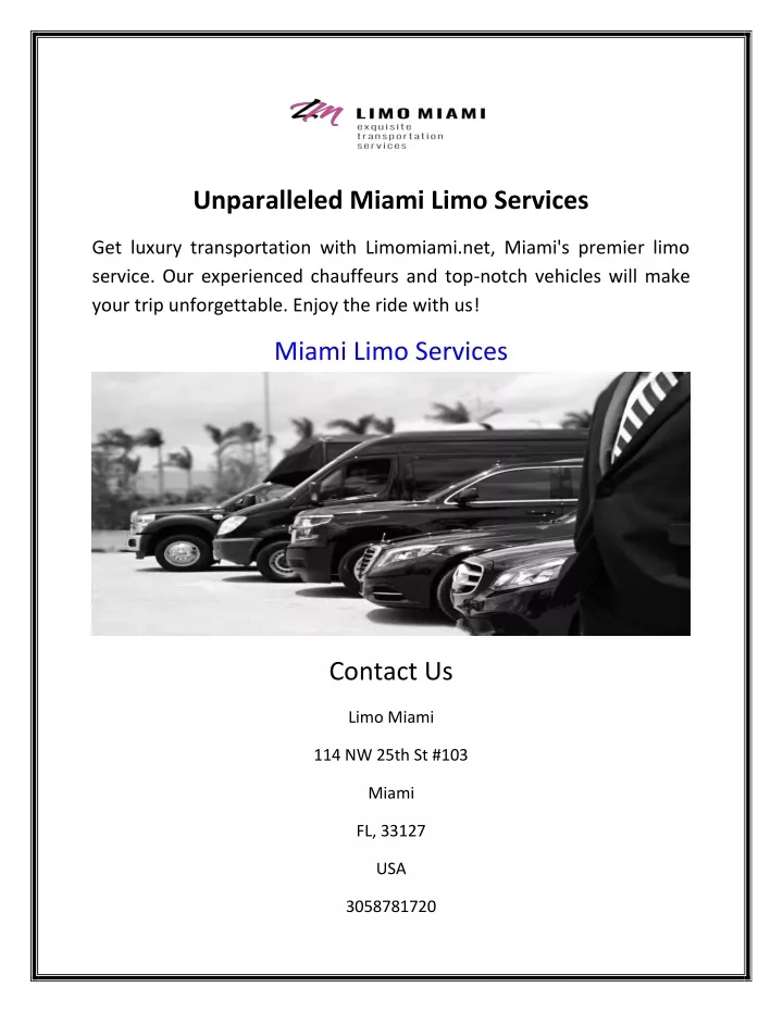 unparalleled miami limo services