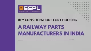 Key Considerations for Choosing a Railway Parts Manufacturers in India
