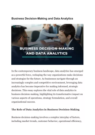business decision making and data analytics