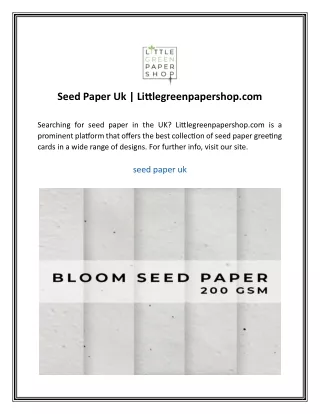 Seed Paper Uk | Littlegreenpapershop.com