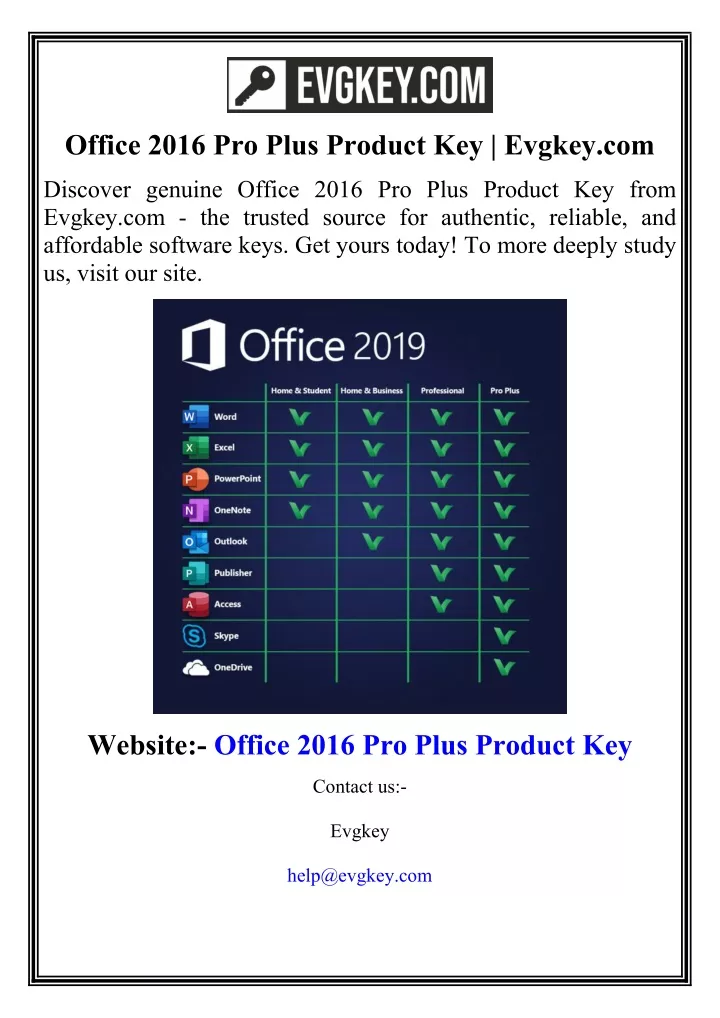 office 2016 pro plus product key evgkey com