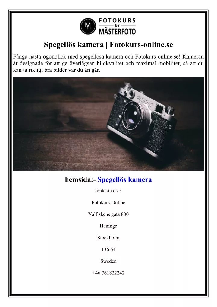 spegell s kamera fotokurs online se