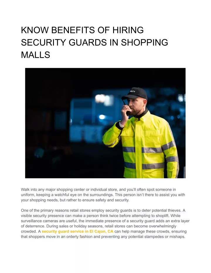 know benefits of hiring security guards