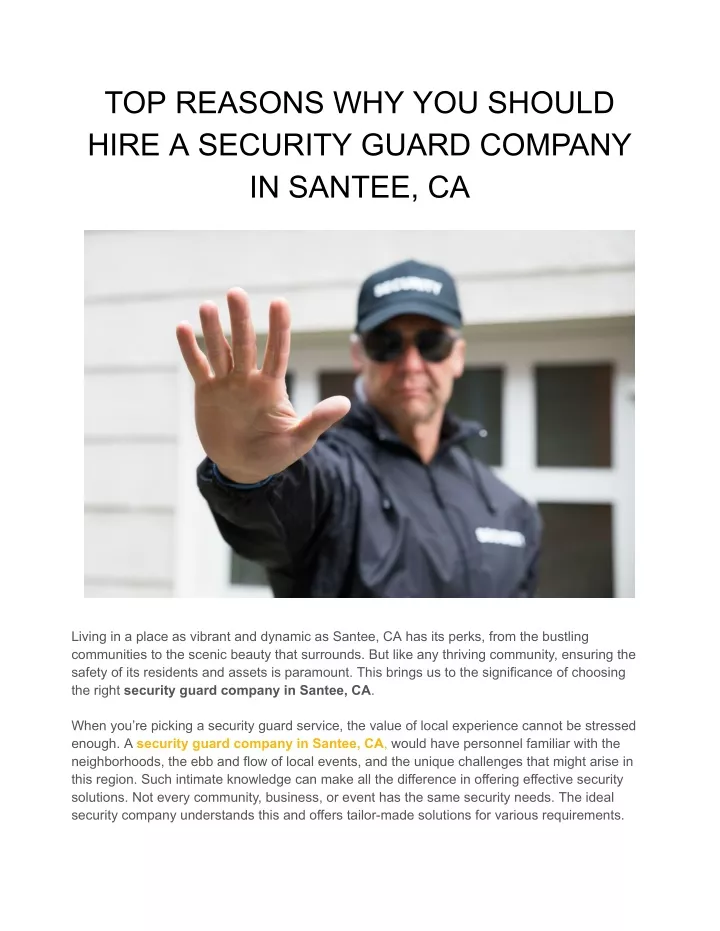 top reasons why you should hire a security guard