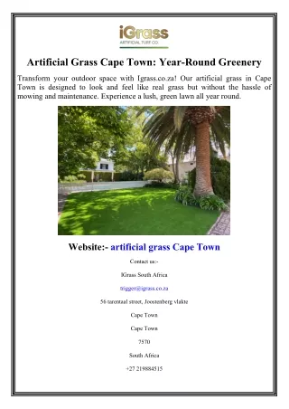 Artificial Grass Cape Town Year-Round Greenery