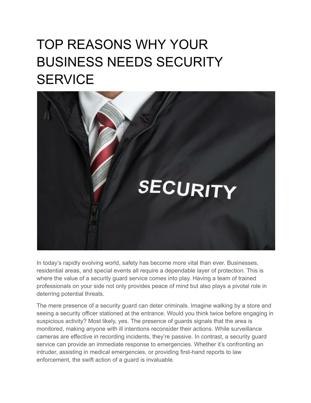 PPT - TOP REASONS WHY YOUR BUSINESS NEEDS SECURITY SERVICE PowerPoint ...