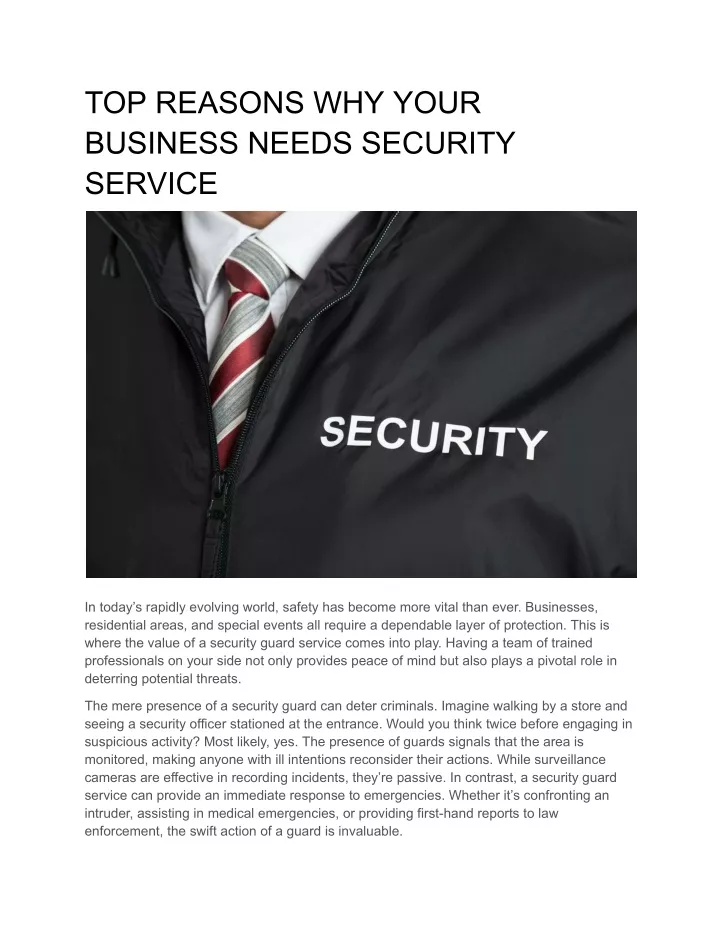 top reasons why your business needs security