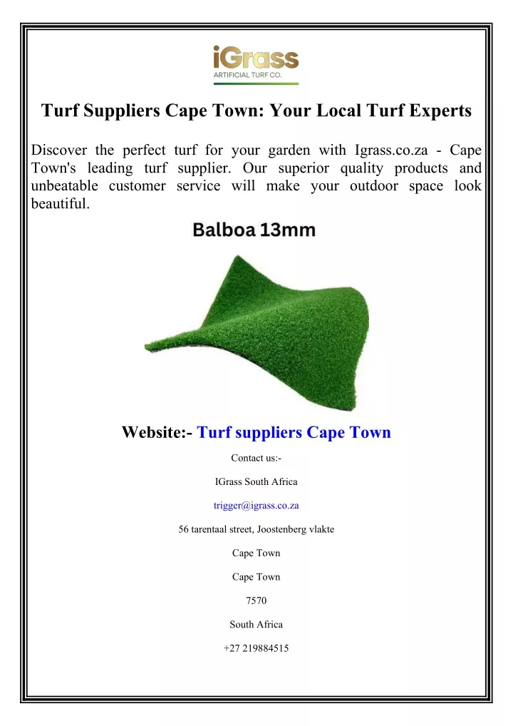 turf suppliers cape town your local turf experts