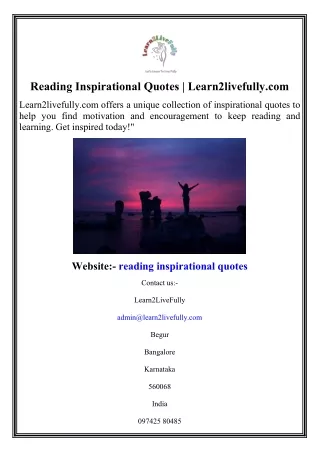 Reading Inspirational Quotes  Learn2livefully.com