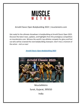 Arnold Classic Open Bodybuilding 2023   musclemetro