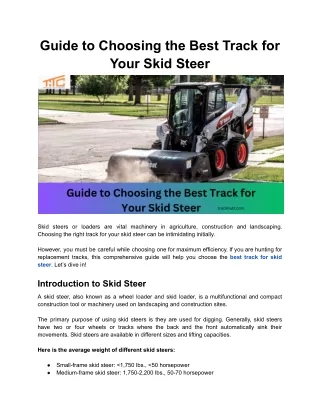 Guide to Choosing the Best Track for Your Skid Steer