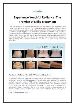 Your Unique Journey To Beauty With Exilis Treatment