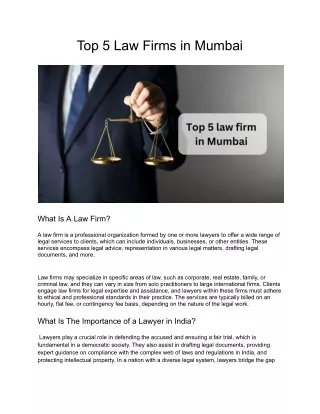 Top 5 Law Firms in Mumbai