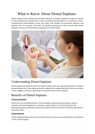 What to Know About Dental Implants?