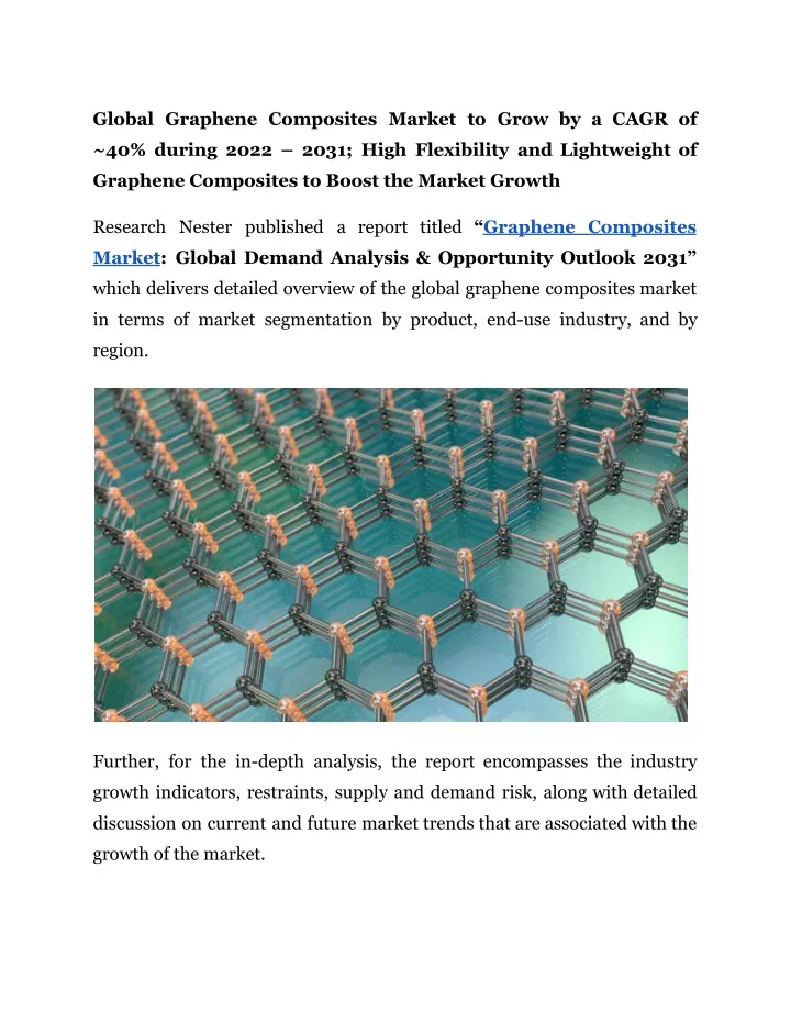 global graphene composites market to grow