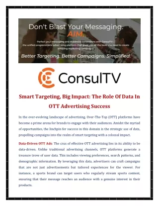 Smart Targeting, Big Impact The Role Of Data In OTT Advertising Success