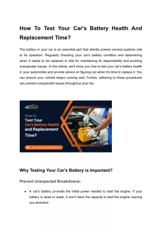 How to test your car's battery health and replacement time_