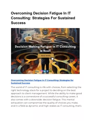 overcoming decision fatigue in it consulting
