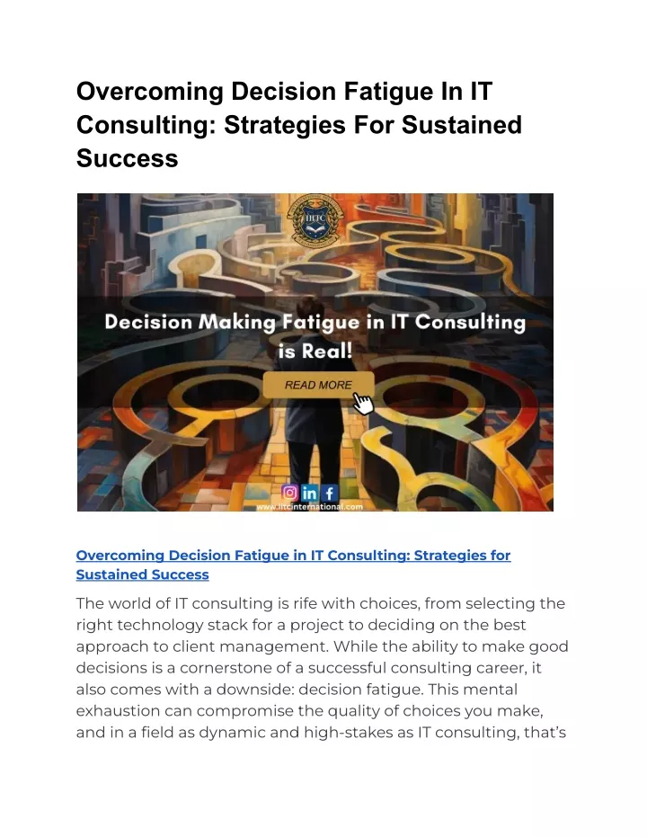 overcoming decision fatigue in it consulting