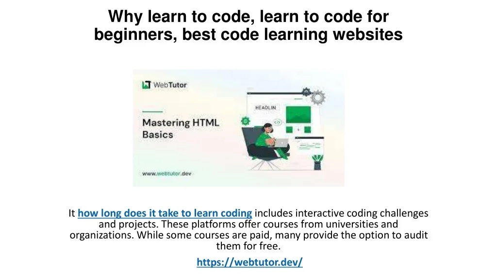PPT - Why learn to code, learn to code for beginners, best code ...