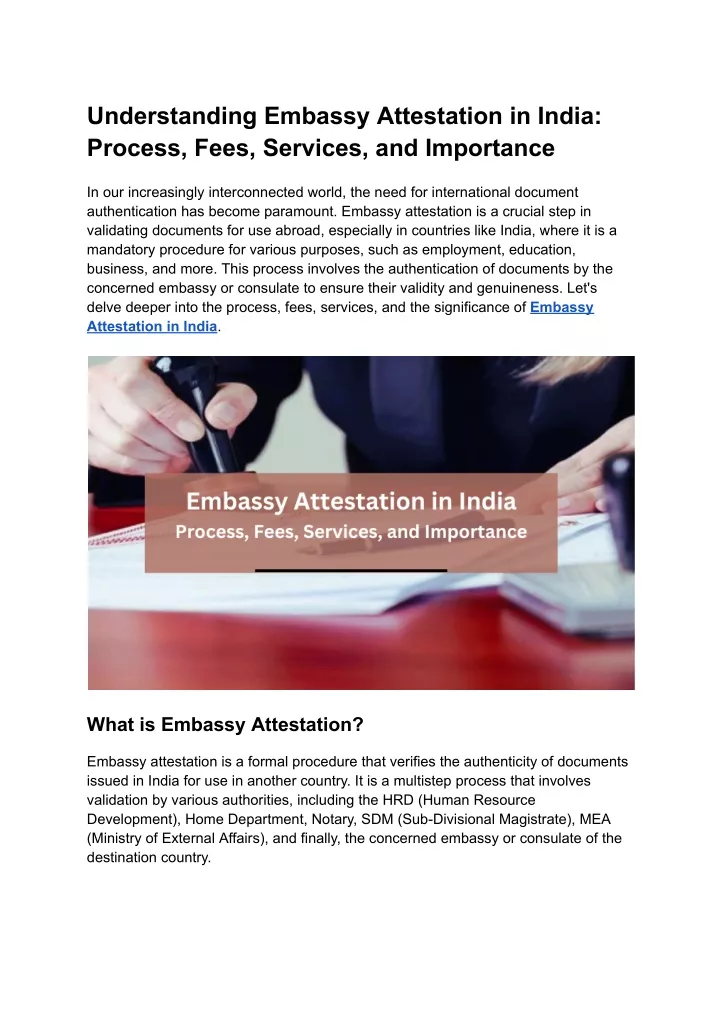 understanding embassy attestation in india