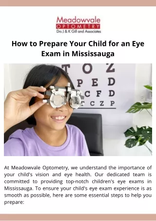 How to Prepare Your Child for an Eye Exam in Mississauga