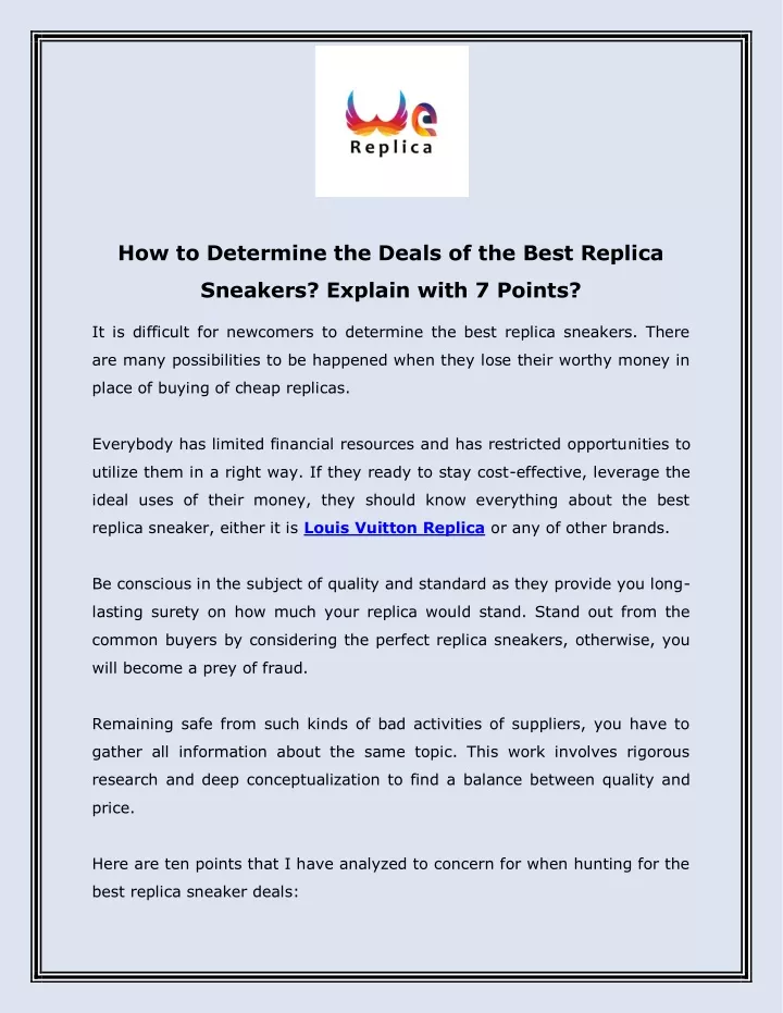 how to determine the deals of the best replica