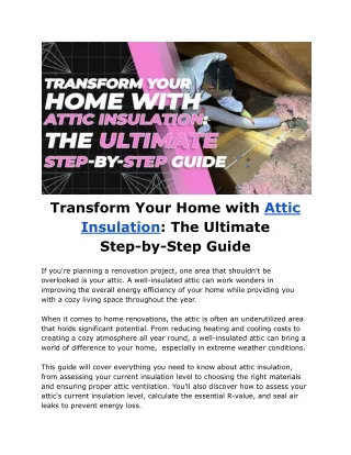 Transform Your Home with Attic Insulation_ The Ultimate Step-by-Step Guide